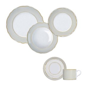 Aparelho de Jantar Royal Off White Frisos Dourados