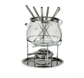 Conjunto Fondue Vidro e Inox