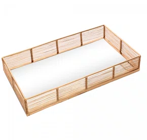 Bandeja Dec. de Aço inox C/Espelho Dourado 30x17x5