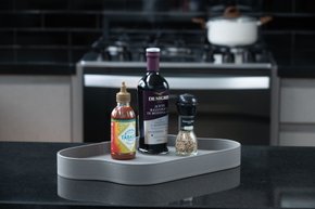 Bandeja Orgânica Mavie Couro Eco. 37X62X4,5CM Cinza