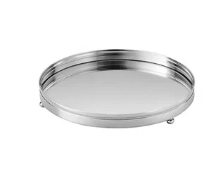 Bandeja Redonda C/ Fundo Espelhado St. James Perola 26 Cm Níquel
