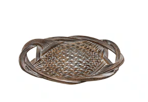 Bandeja Tramada em Resina Marrom e Branco