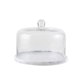 Boleira C/Cúpula em Vidro e Pedra Branca