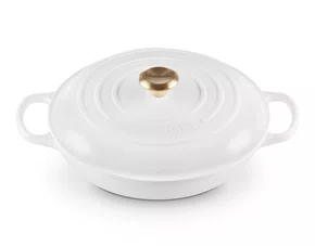 Caçarola Buffet Signature Pegador Dourado 30CM Branca