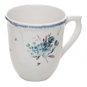 Caneca Florescer 330ml Azul Cerâmica - Wolff