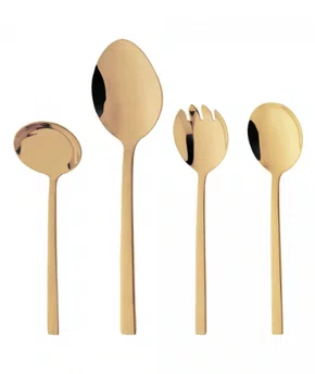 Conjunto 4 Peças para Servir Berna Dourado Aço Inox - Wolff