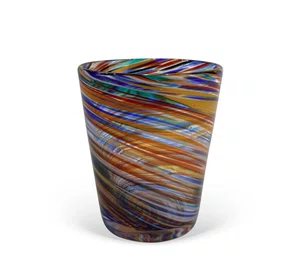 Conjunto de Copos em Vidro Efeito Espiral Azul e Âmbar 6 peças - 400ML