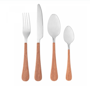 Faqueiro 24 Pçs Aço Inox C/ cabo Amadeirado Milao