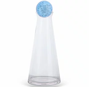 Garrafa Esfera em Vidro Translúcido Azul 1L