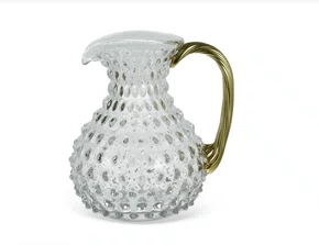 Jarra Dec.em Vidro Transparente C/Alça Dourada 1700ML