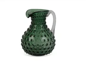 Jarra Dec. Vidro Verde Detalhe Relevos