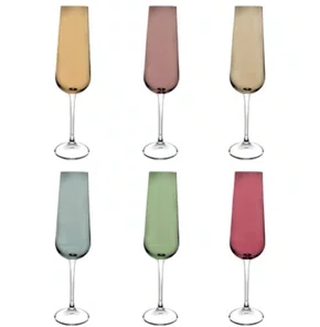 Jg 6 taças Espumante Ardea Colorida Cristal Ecológico 220ml  A26,5