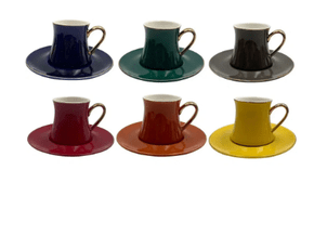 Jg 6 Xicaras P/Café Galet em New Bone China 80ml Colorido