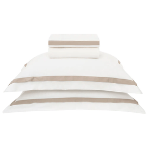 Jogo de Cama 04 peças Queen Vercelli Branco e Nocciola