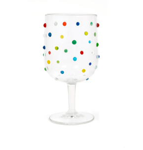 Jg de 6 Taças Vidro Transparente C/Pontos Coloridos 475ML