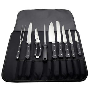 Jg de 9 Peças P/Churrasco Gourmet Aço Inox C/Bolsa de Nylon