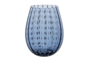 Jg de Copos Vidro Azul C/detalhe Branco 6pçs