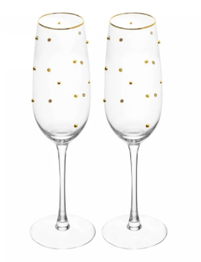 Jogo 2 Taças P/Espumante Balls Fio de Ouro 220ML Vidro