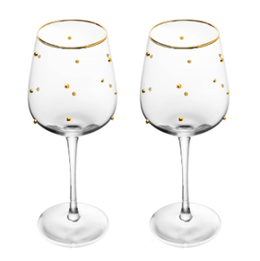 Jogo de 2 Taças P/Vinho Balls Fio de Ouro 350ML Vidro