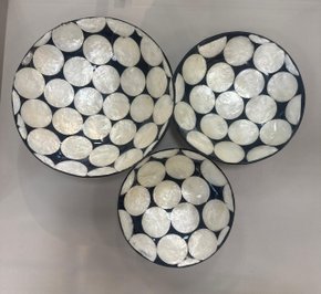 Jogo de 3 Bandejas/Bowls em Resina