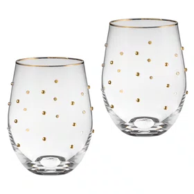 Jogo de 4 Copos Vidro Poa Ouro