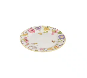 Jogo de 4 Pratos Sobremesa em Porcelana Flowers Branca