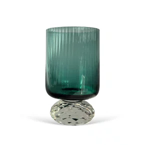 Jogo de 6 Copos com Base Facetada Verde 320ML
