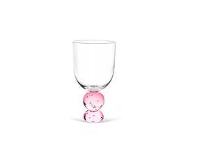 Jogo de 6 Copos Em Vidro C/Base Esferas Rosa 400ML 6Pçs