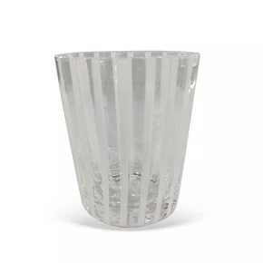 Jogo de 6 Copos Vidro Transparente C/Listras Brancas  340ML