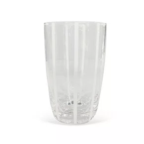 Jogo de 6 Copos Vidro Transparente C/Listras Brancas 470ML
