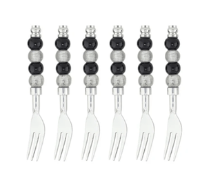 Jogo de 6 garfos para sobremesa em aço inox com cabo em vidro