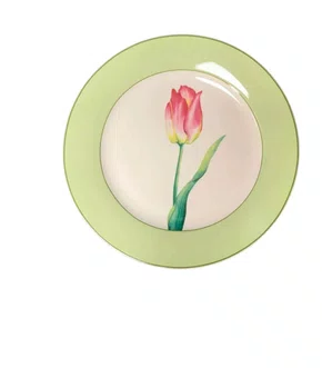 Jogo de 6 Pratos Raso em Porcelana Tulipas