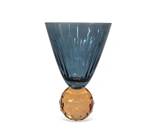 Jogo de 6 Taças Azul C/Base Esculpido Crisa CRISTAL LARANJA 6PCS 425ML