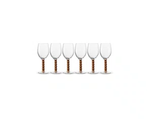 Jogo de 6 Taças de Vinho em Vidro C/Madeira Torneada em Esferas 510ML