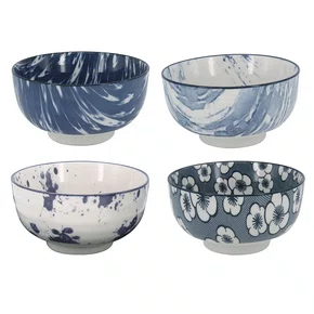 Jogo de Bowls Porcelana Azul e Branco