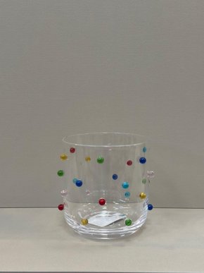 Jogo de Copos em Vidro C/Pontos Coloridos 6 Pçs - 400ML