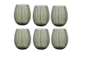 Jogo de Copos Verde C/Pontos Brancos 6 Pçs