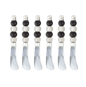 Jogo de espátulas em aço inox com cabo em vidro 6 peças