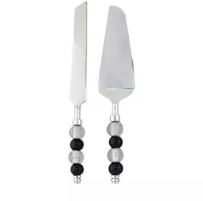 Jogo de Faca e Espátula em Aço Inox Com Cabo em Vidro 2 peças