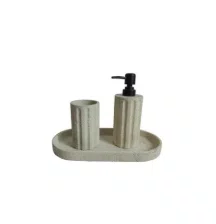 Jogo P/ Banheiro em Resina Bege Turizado 3Pçs