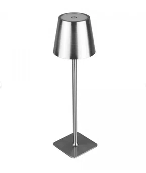Luminária de Mesa Led 3 Tons Usb Elegance 9,5cm x 9,5cm x 38cm Prateada Metal