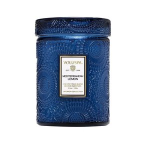 Mini Vela Pote Vidro 50h Relevo  Mediterranean Lemon