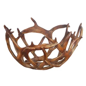 Centro de Mesa Decorativa em Resina Escultura Abstrata Amadeirado 37X37X20Cm