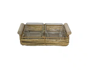 Petisqueira Retangular C/Alça e Madeira