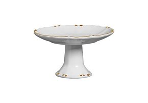 Porta Doce C/Pé Cristal Branco C/Ouro