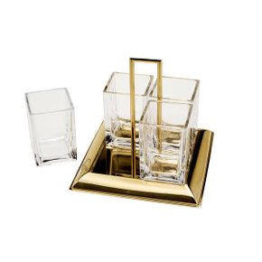 Porta Talheres de Aço Com Cristal Dourado Torcello