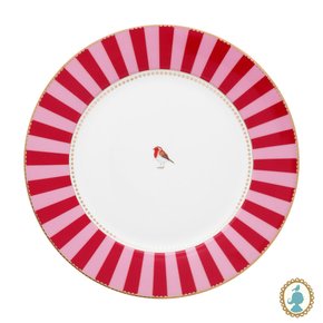 Prato De Jantar Vermelho Stripes Love Birds