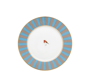 Prato de Pão Azul Stripes Love Birds