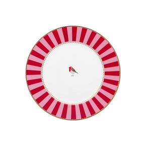 Prato De Pão Vermelho Stripes Love Birds