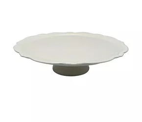 Prato P/Bolo C/Pé Lacet em New Bone China 33x9Cm Branco